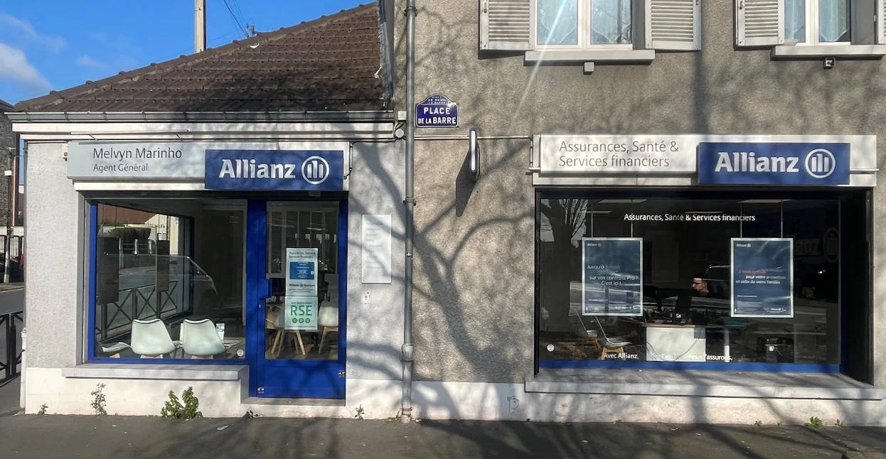 Façade de l’agence de Deuil-la-Barre, avec ses deux vitrines et enseignes Allianz