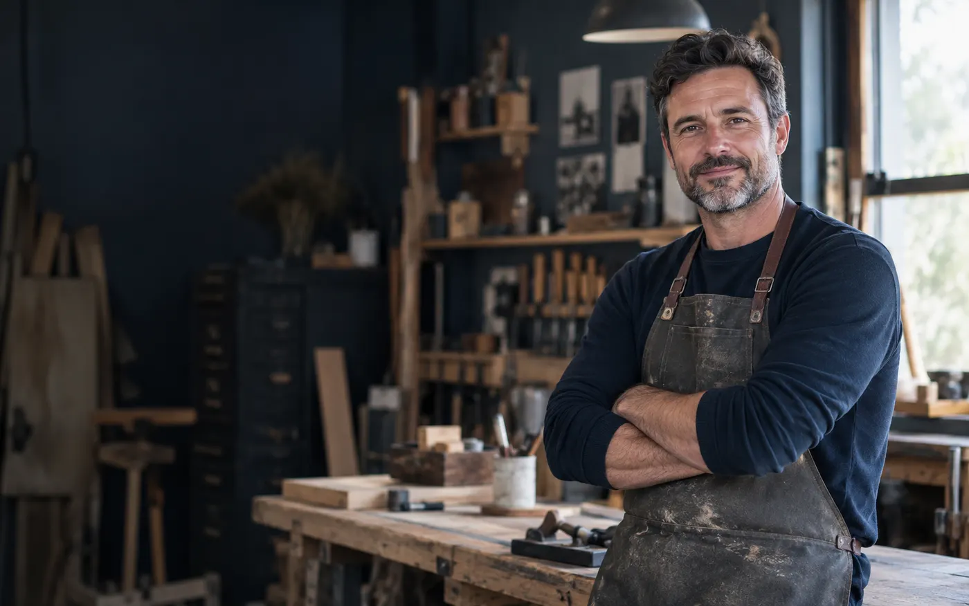 Artisan au travail dans son atelier