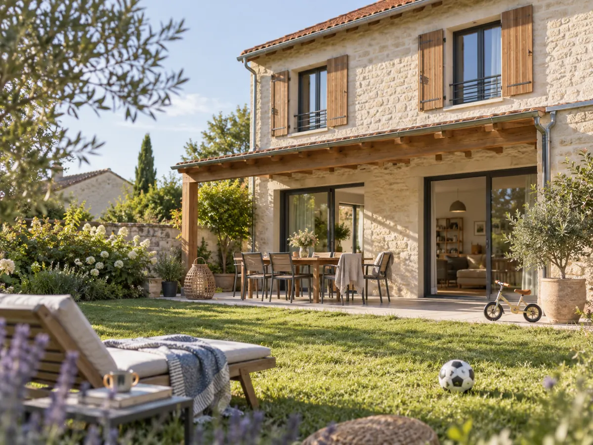 Maison contemporaine avec jardin et terrasse